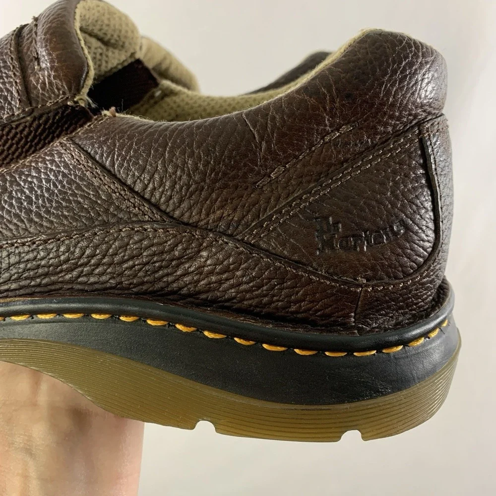 Dr Martens Mens Y2K Pebbled Leather Slip On Loafers Size 14 Brown Grunge Comfort